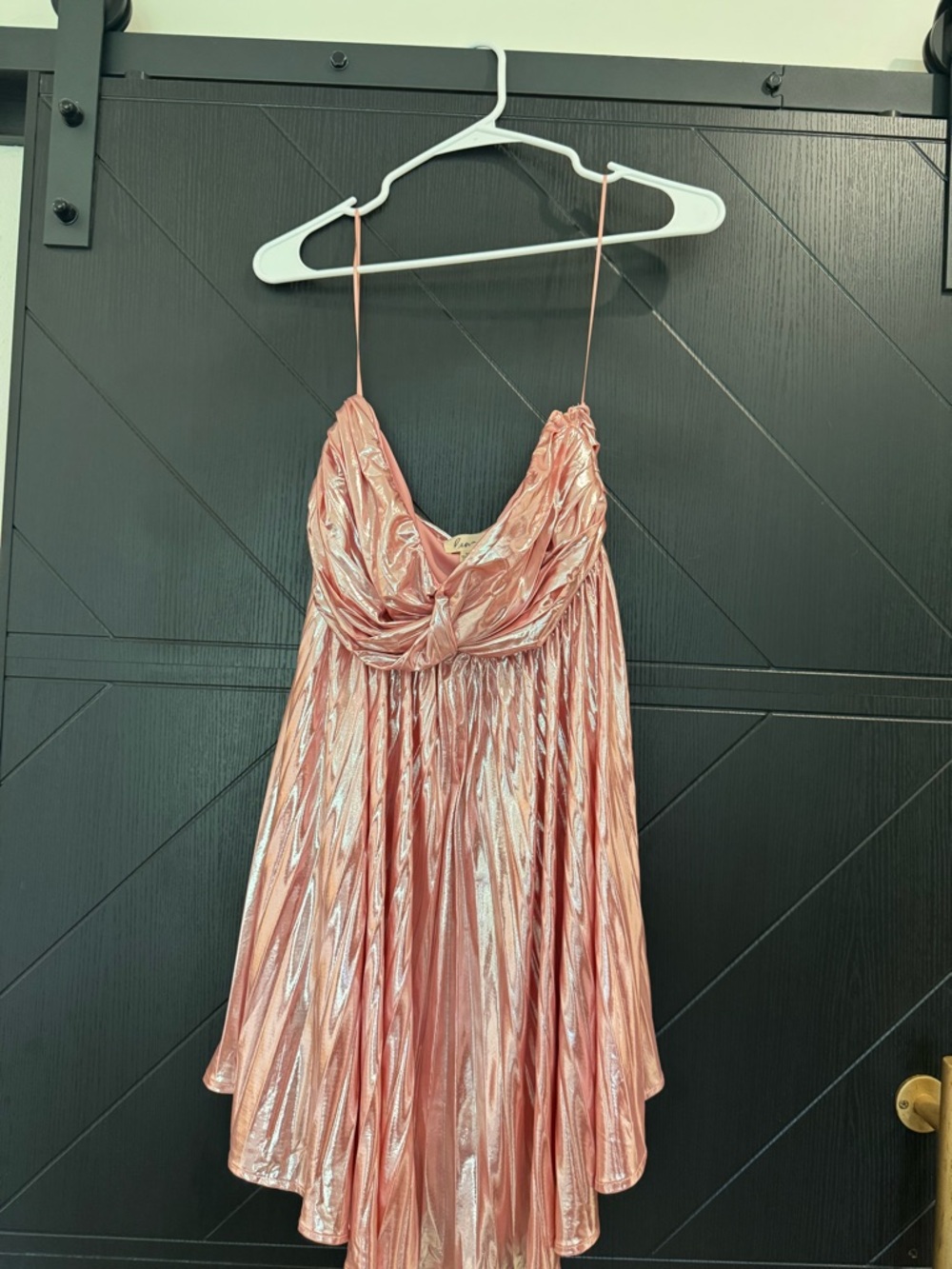 Lena Iridescent Rose Pink Knot-Front Dress